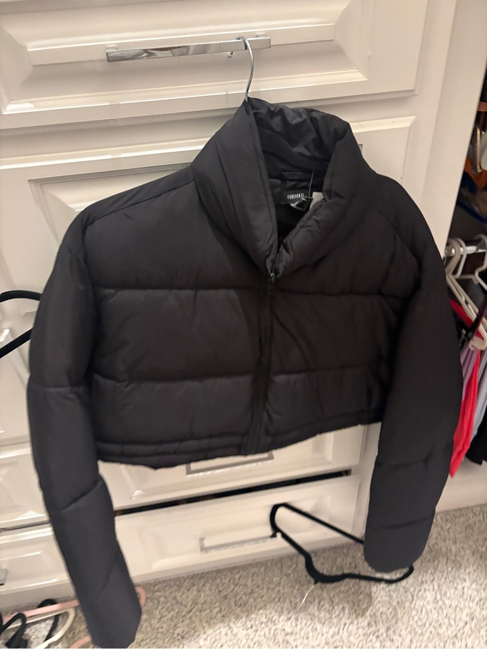 Cropped Black Puffer Jacket-forever 21